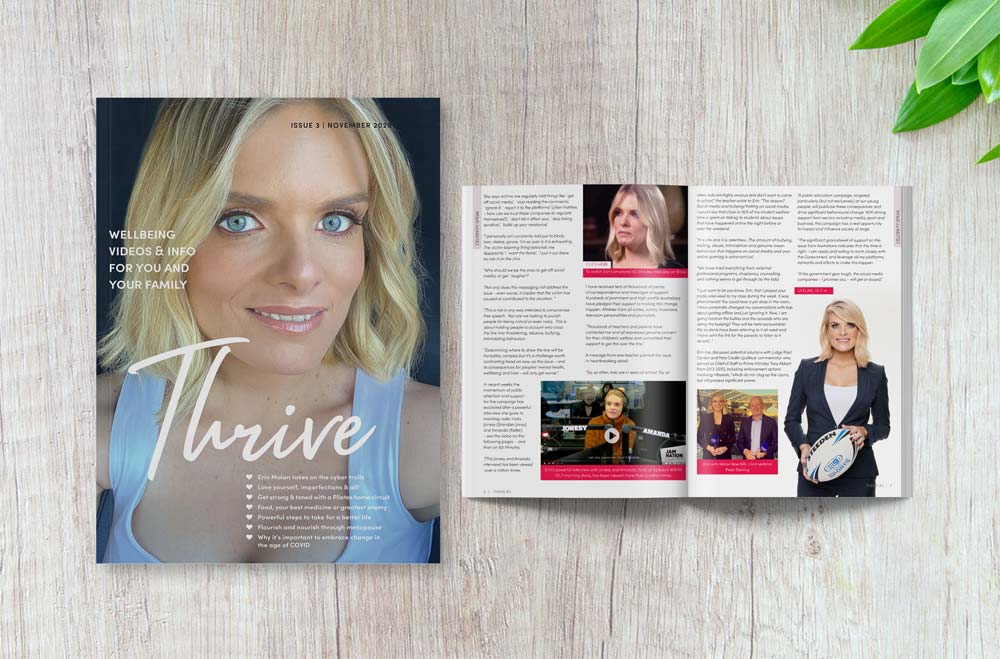 Thrive Magazine - Issue 3 displaying front cover and feature story